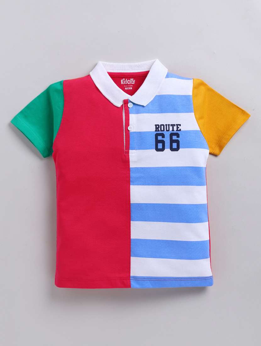 boys printed short sleeve polo t-shirt