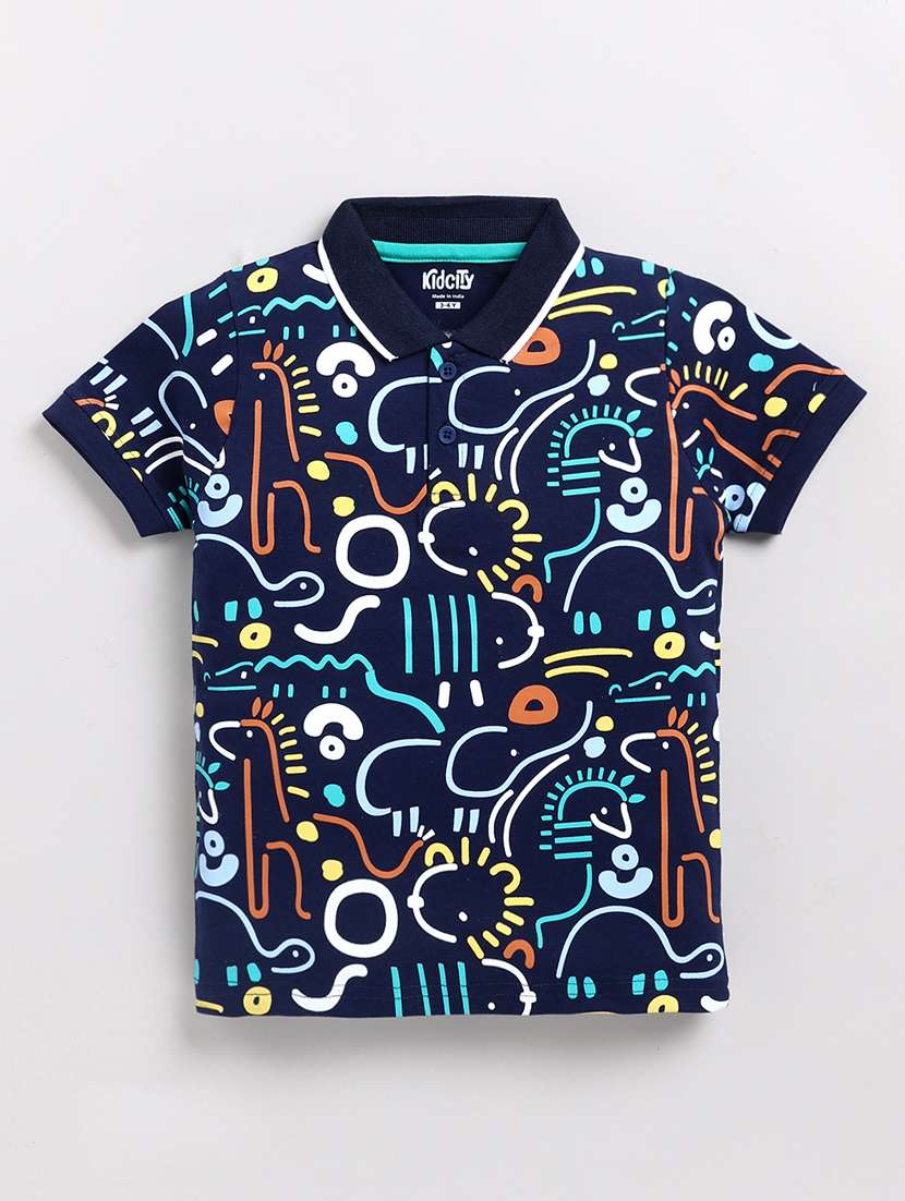 boys printed short sleeve polo t-shirt