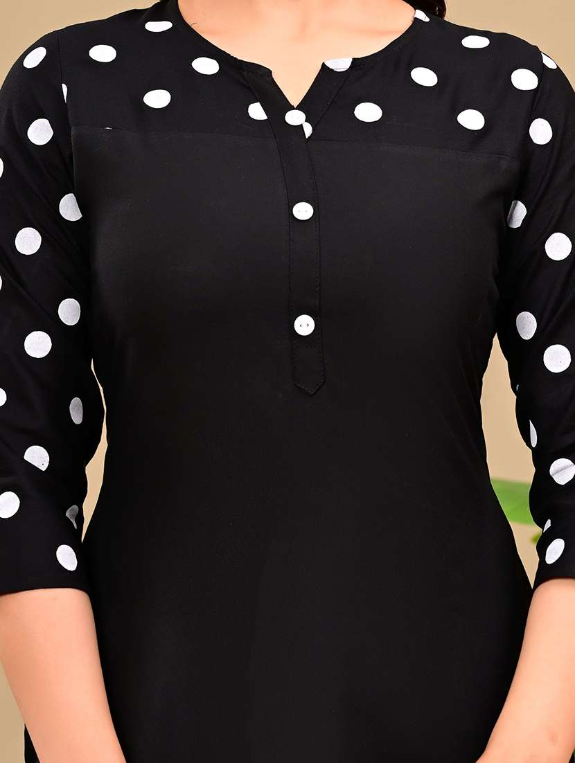 women polka dot three quarter sleeve straight kurta - 22339278 -  Standard Image - 3
