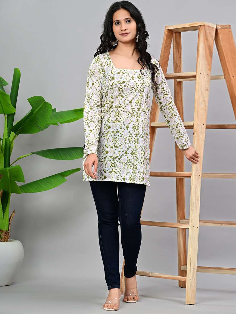 women printed long sleeve straight kurti - 22339306 -  Standard Image - 3