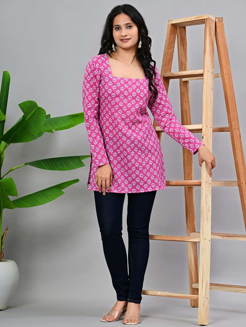 women floral printed long sleeve straight kurti - 22339308 -  Standard Image - 3