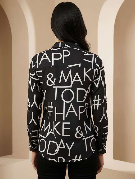 women printed collared long sleeve shirt - 22339500 -  Standard Image - 3