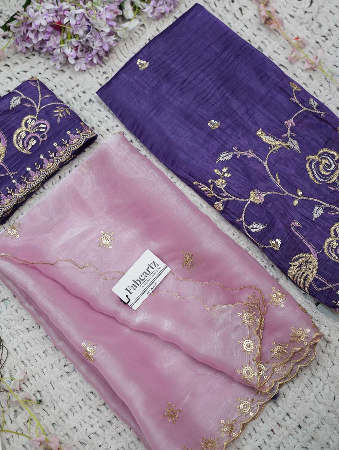 women solid with work unstitched lehenga choli set - 22339506 -  Standard Image - 3