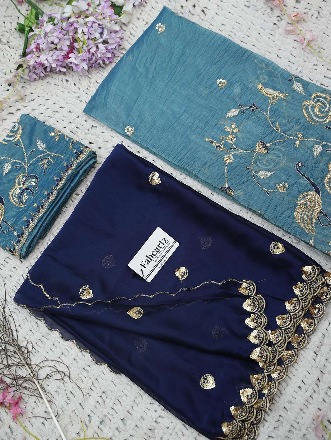 women solid with work unstitched lehenga choli set - 22339508 -  Standard Image - 3