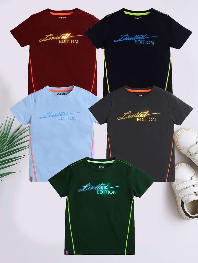 boys pack of 5 printed short sleeve t-shirt