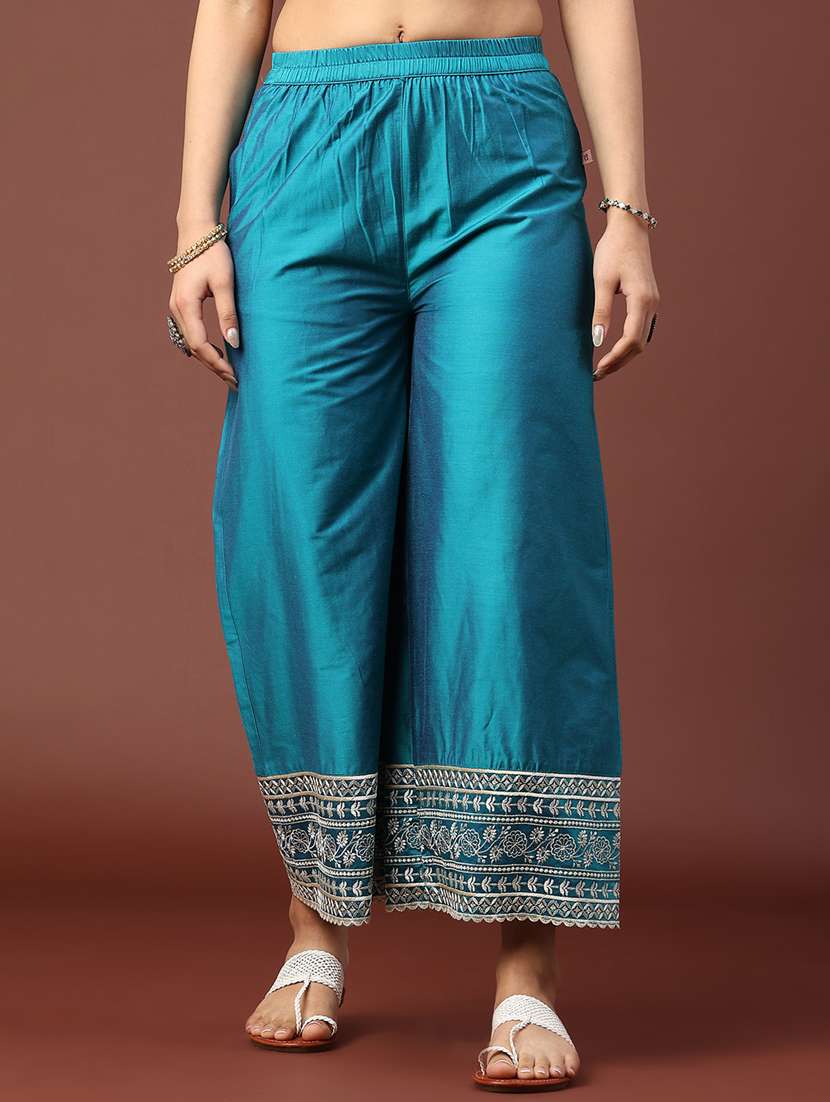 women solid with work mid rise flared palazzo