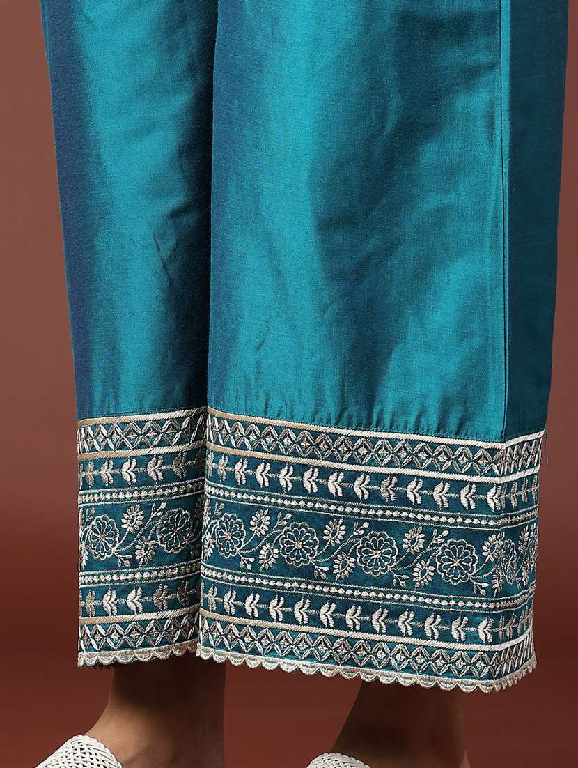 women solid with work mid rise flared palazzo - 22339573 -  Standard Image - 5