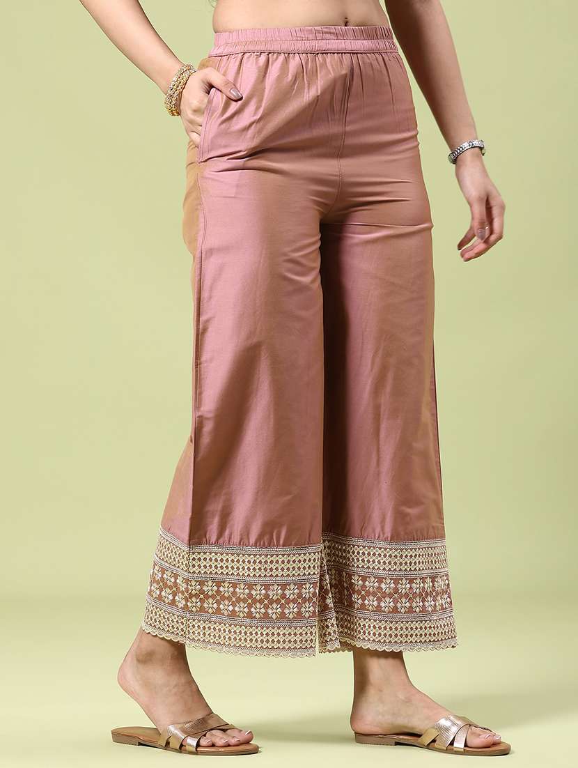 women solid with work mid rise flared palazzo