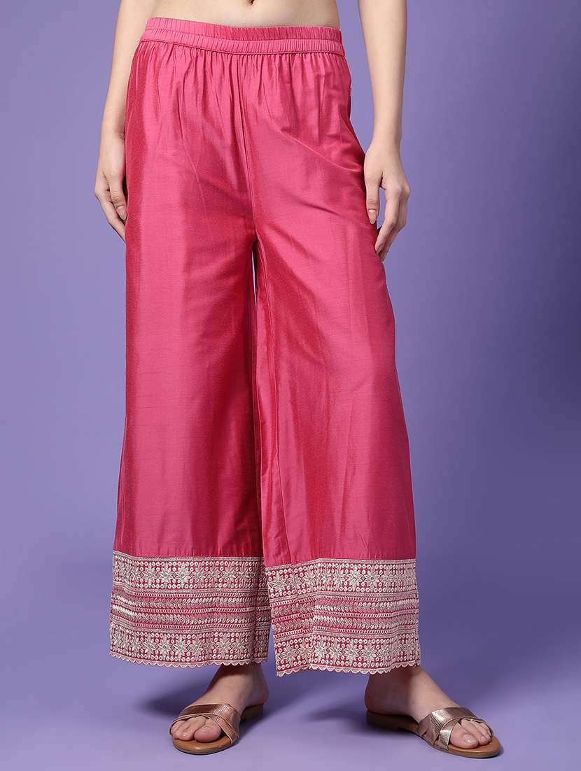 women solid with work mid rise flared palazzo