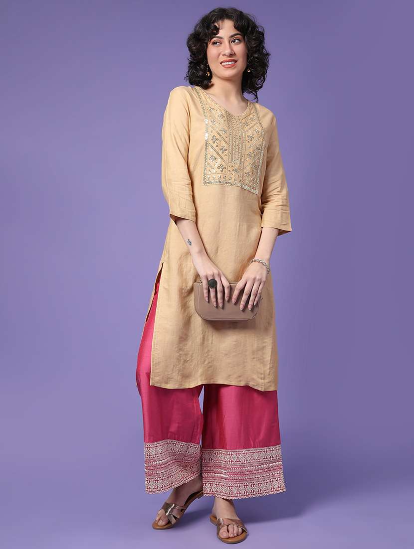 women solid with work mid rise flared palazzo - 22339577 -  Standard Image - 5