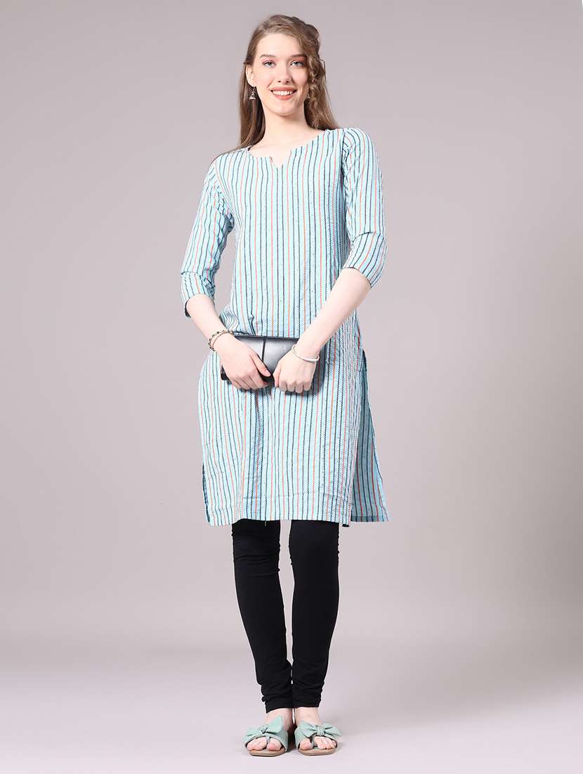blue cotton straight kurta