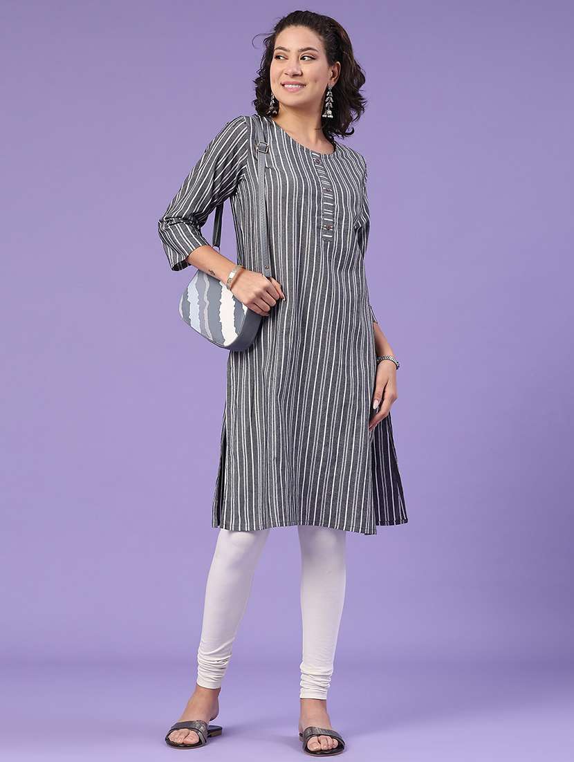 grey cotton straight kurta
