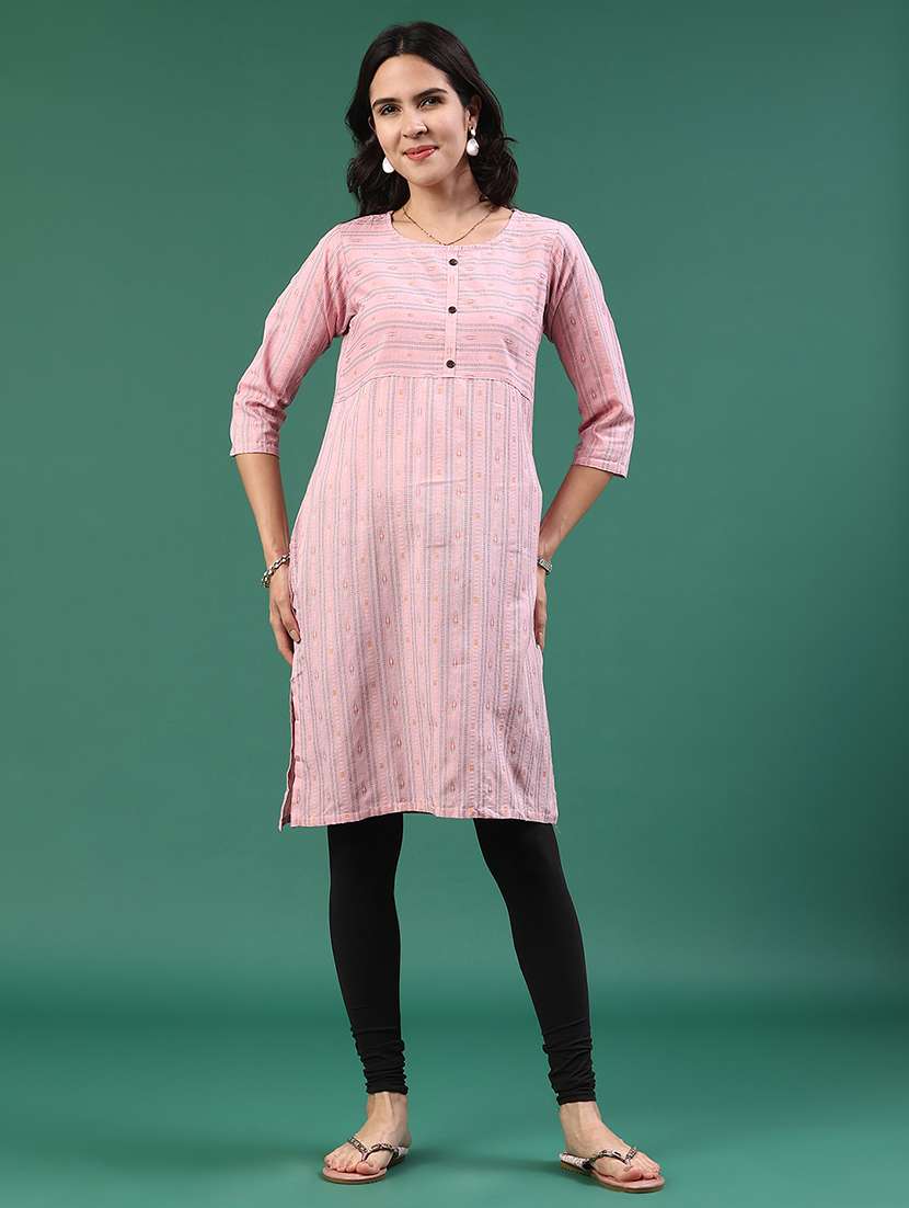 pink cotton straight kurta