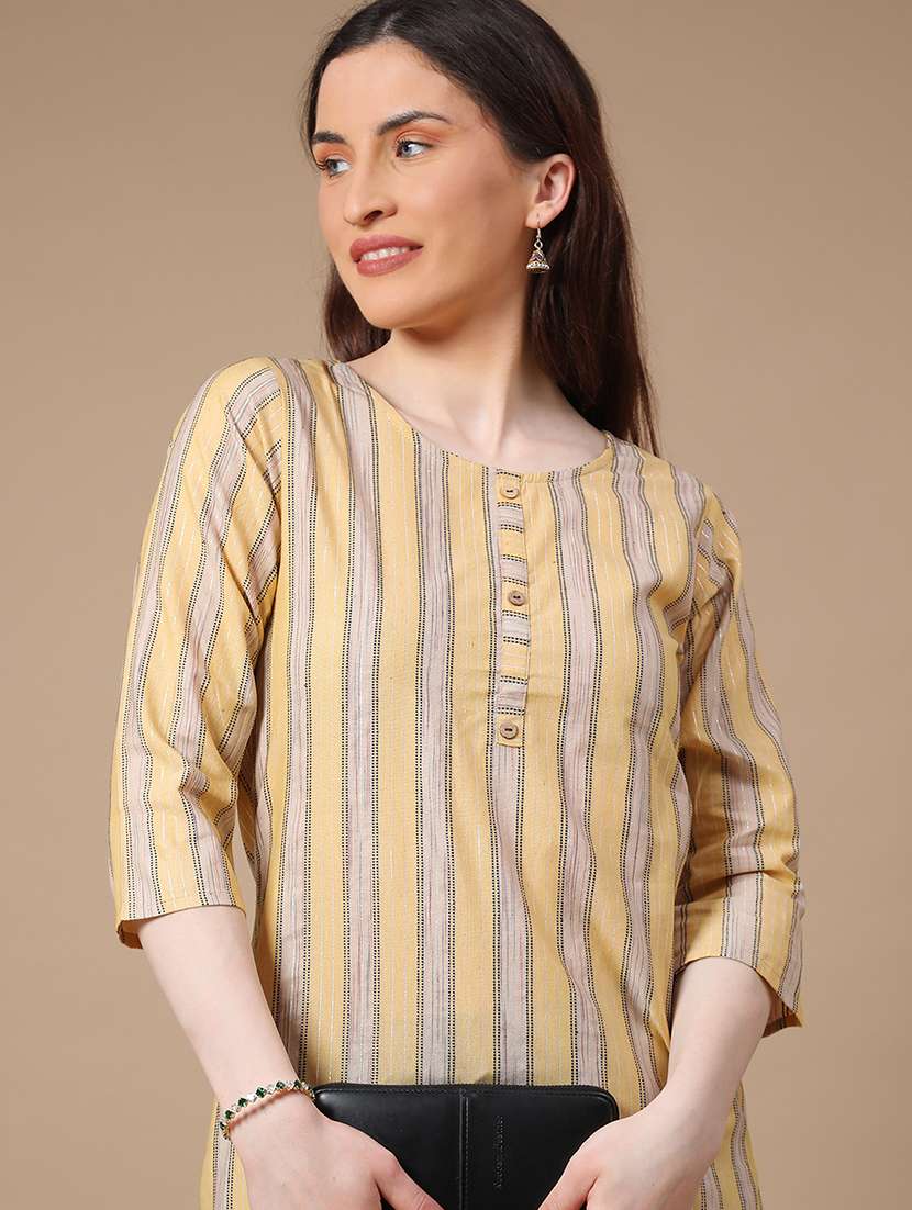 mustard cotton straight kurta