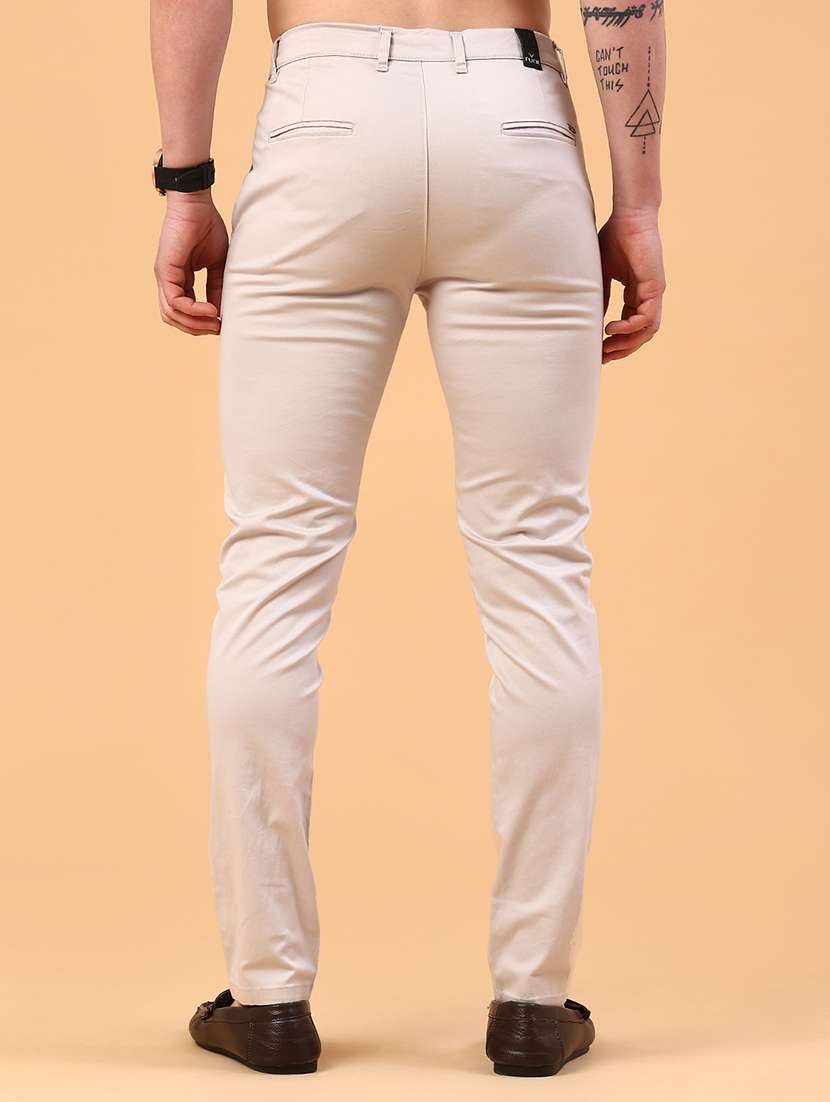 beige cotton chinos casual trousers - 22339752 -  Standard Image - 3