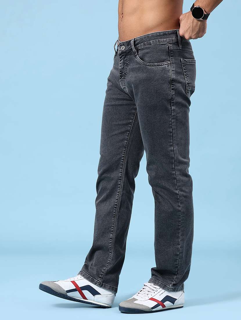 men plain mid rise full length straight jeans - 22339843 -  Standard Image - 3