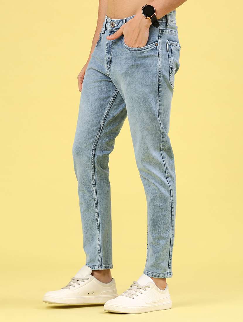 men washed mid rise ankle length slim fit jeans - 22339857 -  Standard Image - 3