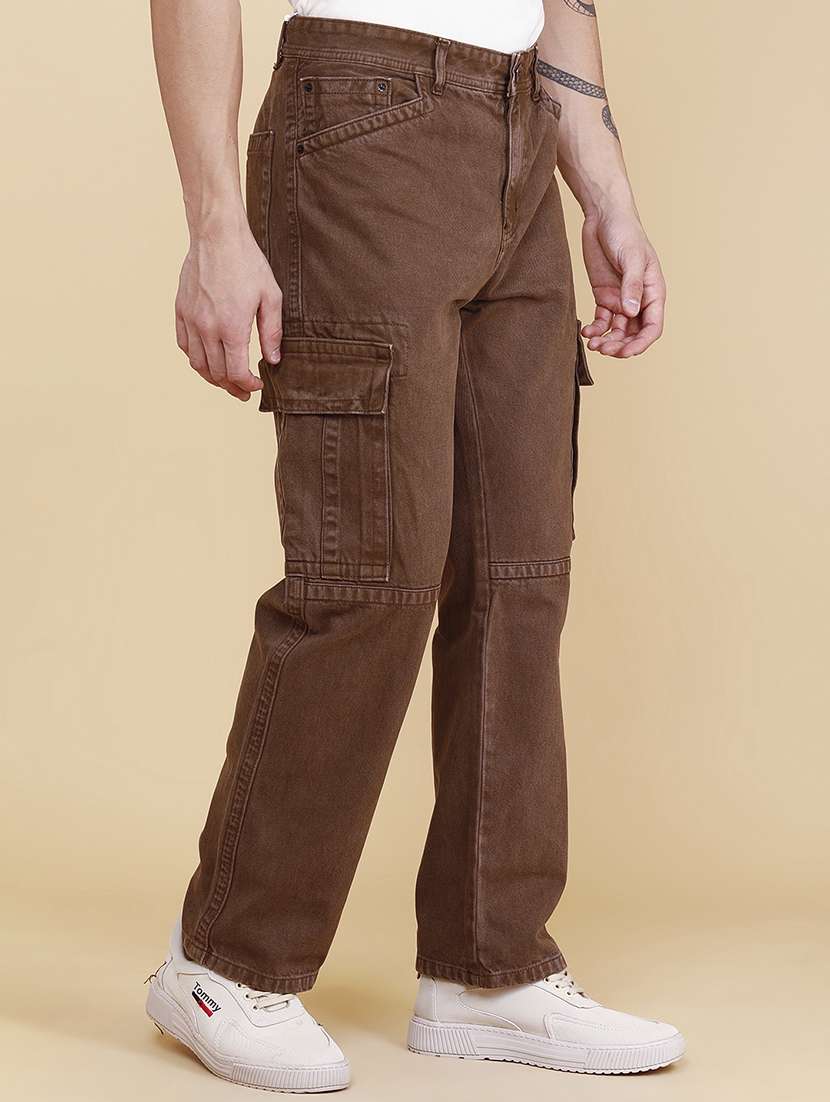 Men Solid Mid Rise Regular Fit Cargo - 22339869 -  Standard Image - 3