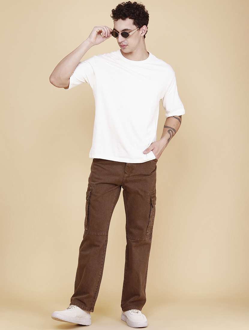 Men Solid Mid Rise Regular Fit Cargo - 22339869 -  Standard Image - 5