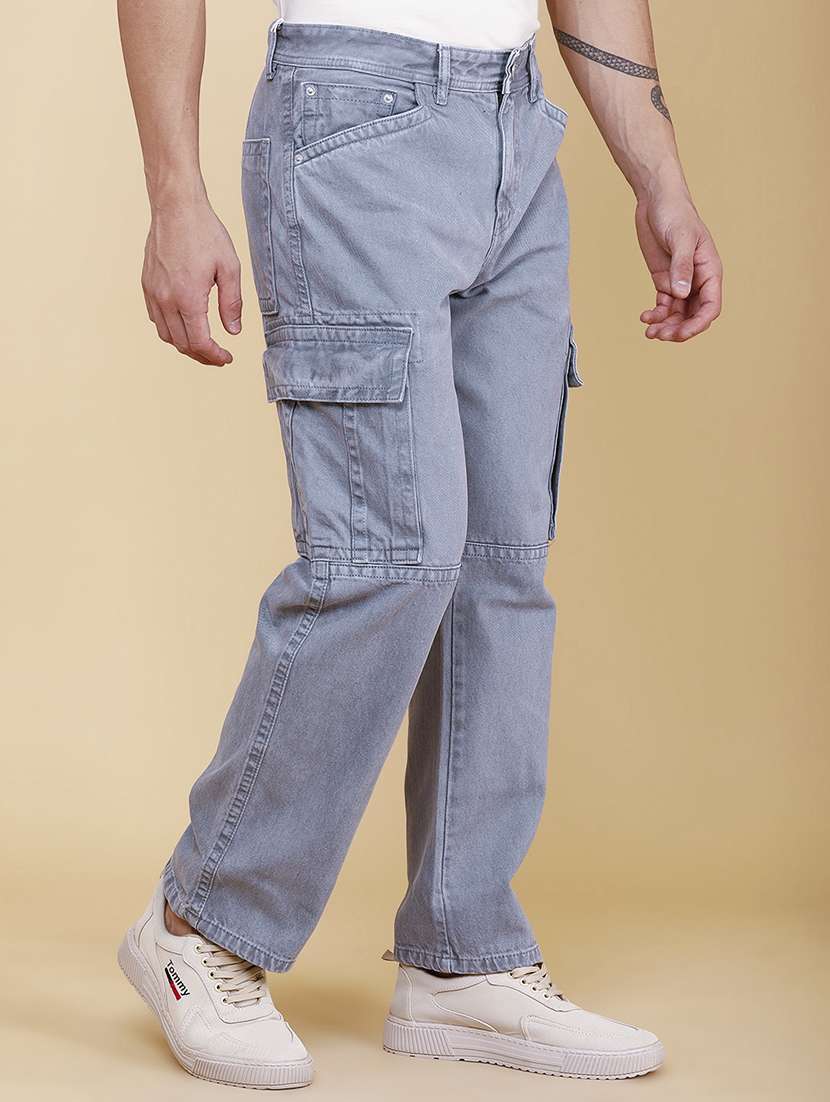 men solid mid rise regular fit cargo  - 22339870 -  Standard Image - 3
