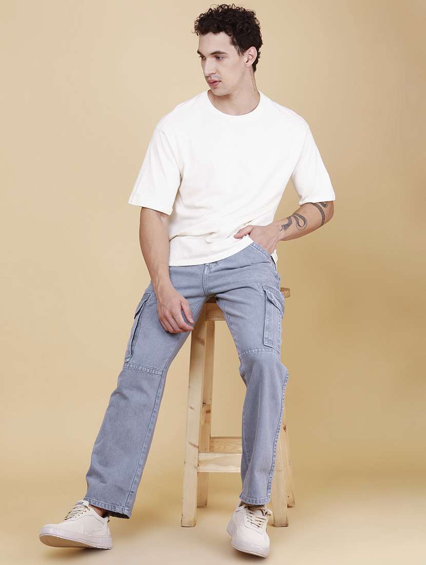 men solid mid rise regular fit cargo  - 22339870 -  Standard Image - 5