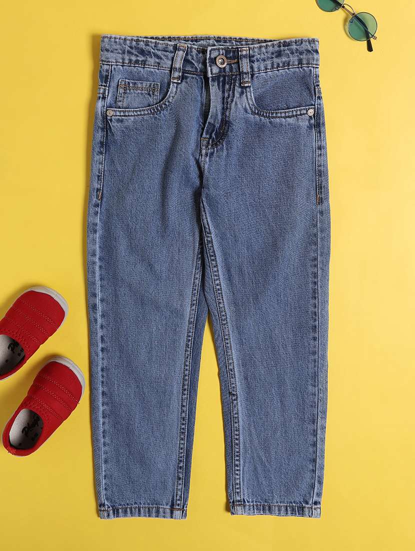 girls washed mid rise straight fit jeans