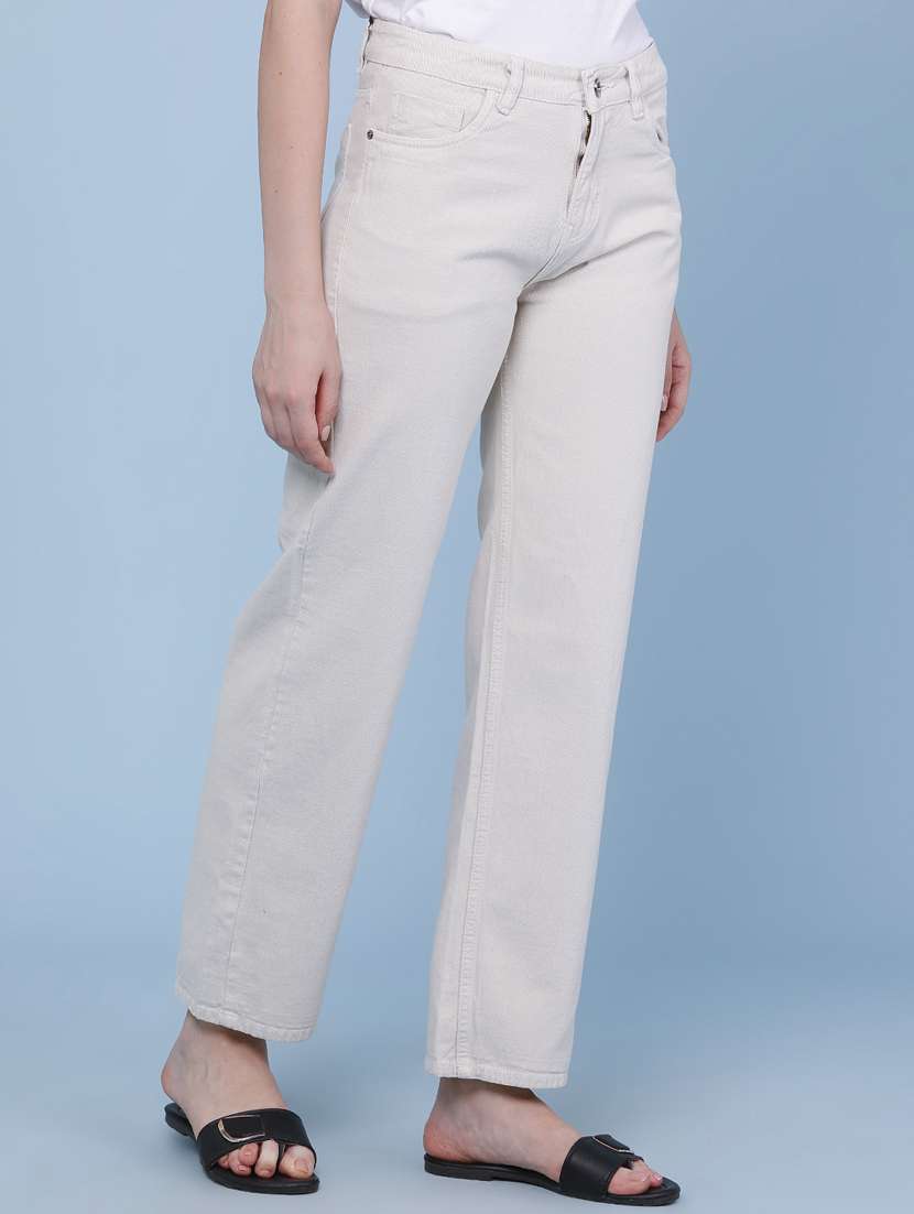 women solid mid rise straight fit jeans - 22339915 -  Standard Image - 3