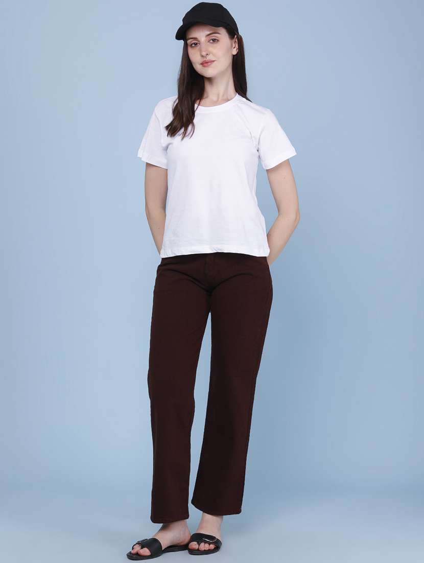 women solid mid rise straight fit jeans - 22339916 -  Standard Image - 5