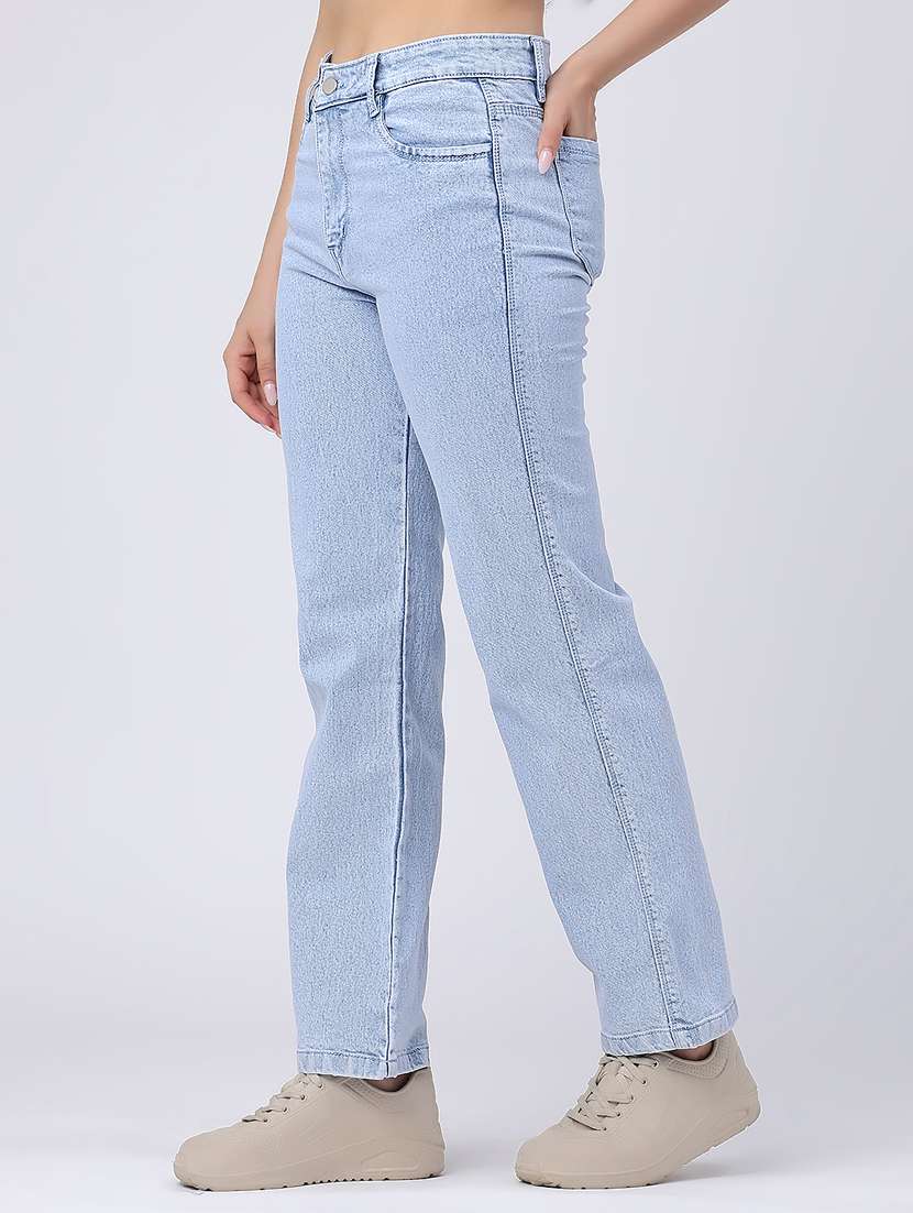 Women Solid High Rise Straight Jeans - 22339920 -  Standard Image - 3