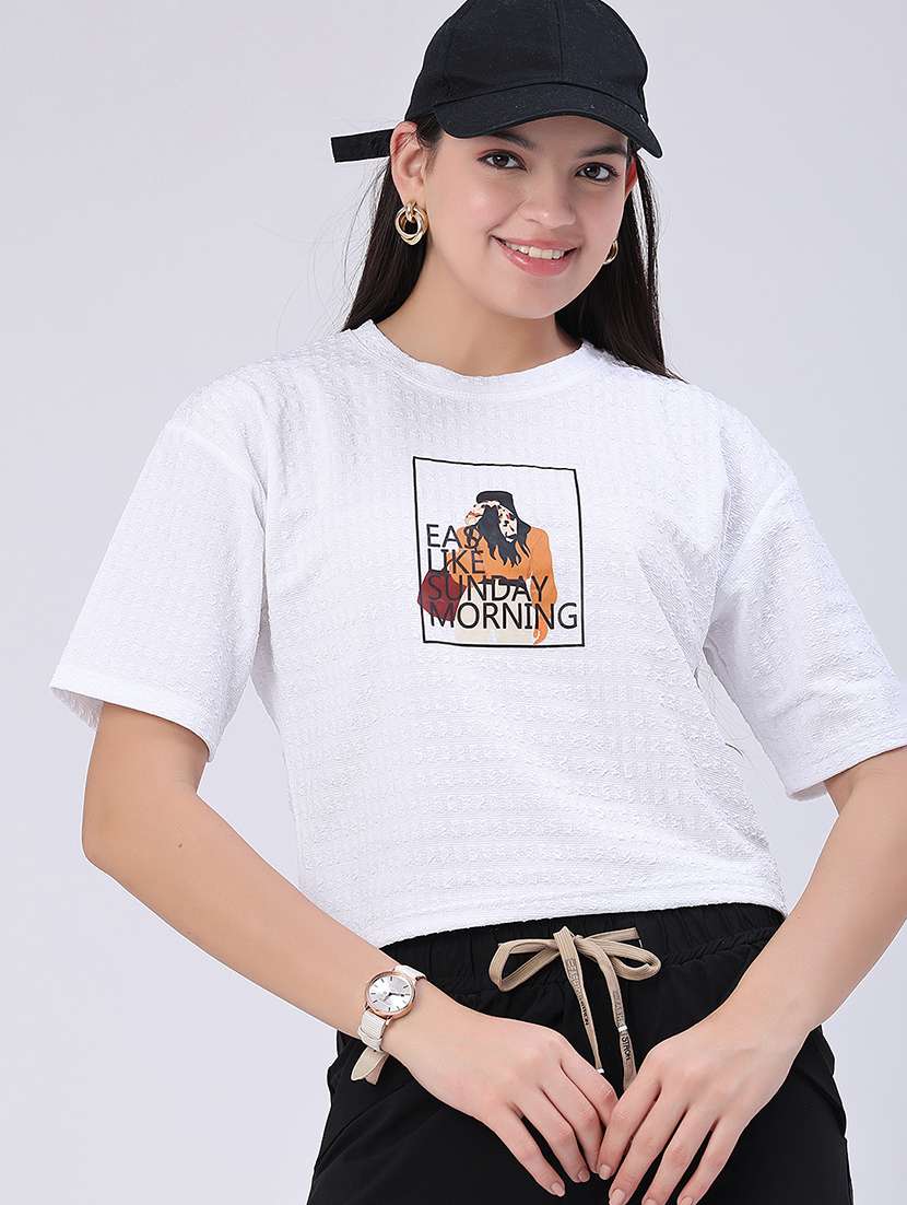 women printed short sleeves regular fit t-shirt
