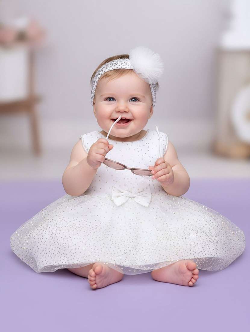 white cotton infant frock
