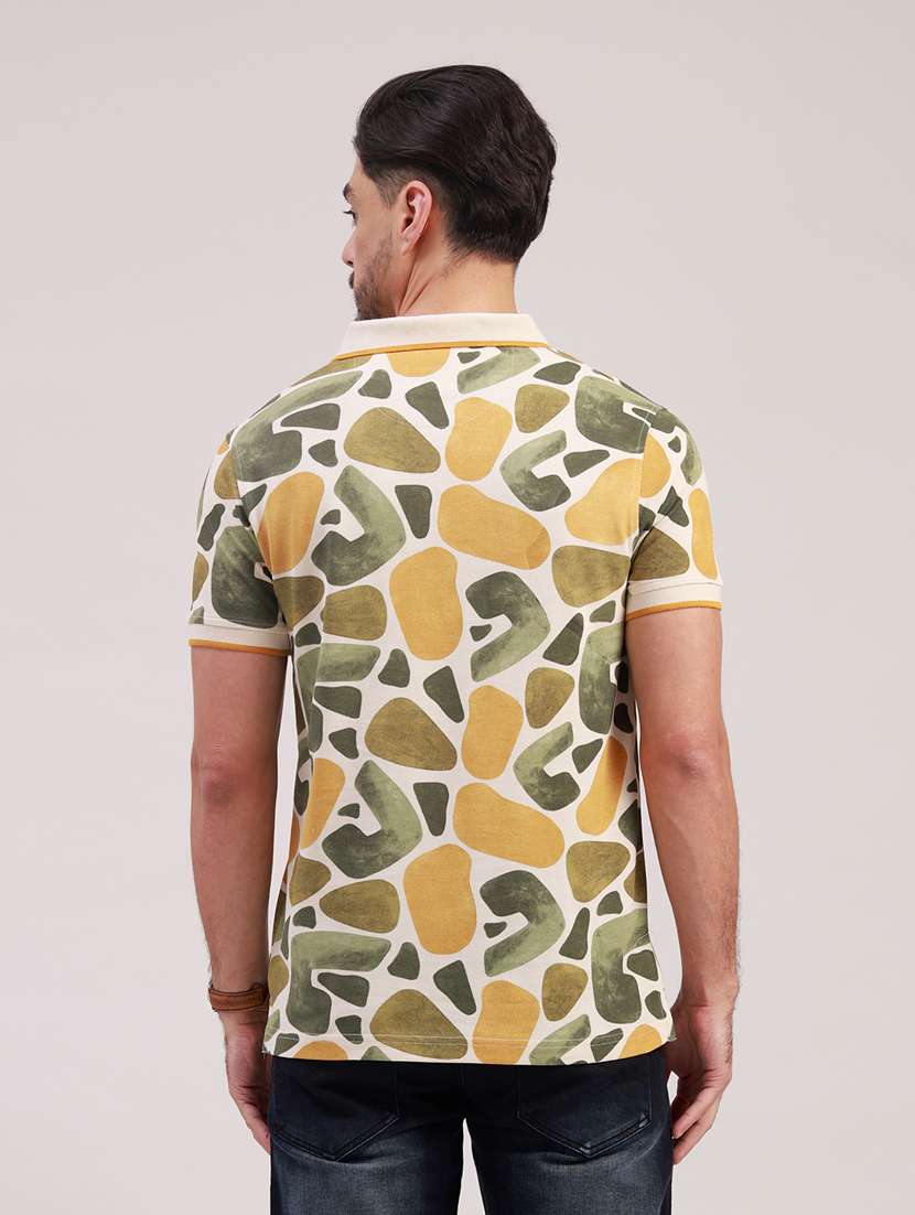 men printed short sleeve slim fit polo t-shirt - 22340170 -  Standard Image - 3
