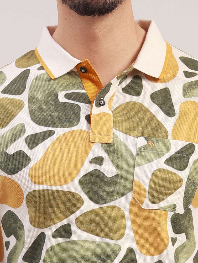 men printed short sleeve slim fit polo t-shirt - 22340170 -  Standard Image - 5