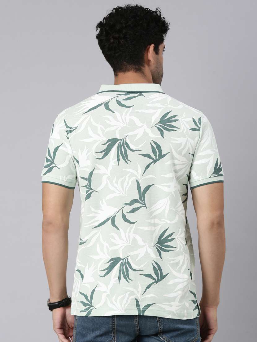men printed short sleeve slim fit polo t-shirt - 22340177 -  Standard Image - 3