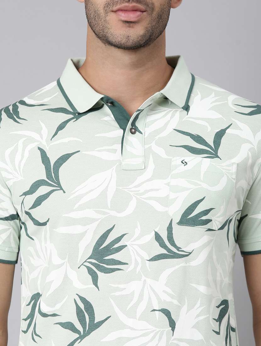 men printed short sleeve slim fit polo t-shirt - 22340177 -  Standard Image - 5