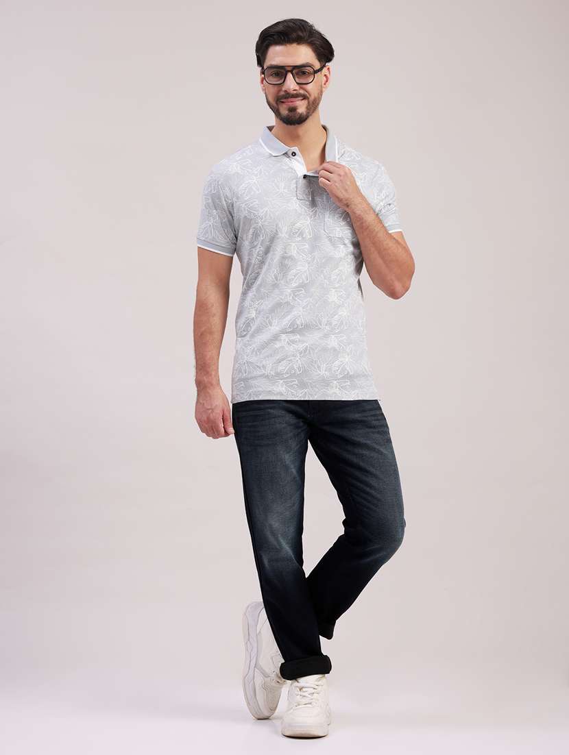 men printed short sleeve slim fit polo t-shirt - 22340183 -  Standard Image - 3