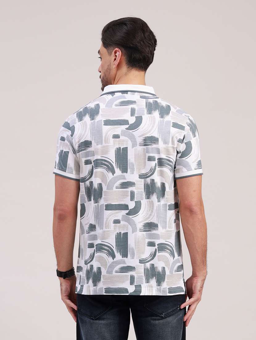 men printed short sleeve slim fit polo t-shirt - 22340185 -  Standard Image - 3