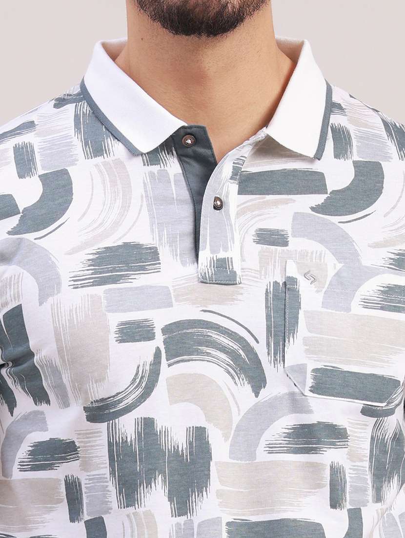 men printed short sleeve slim fit polo t-shirt - 22340185 -  Standard Image - 5