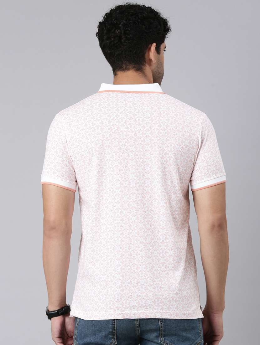 men printed short sleeve slim fit polo t-shirt - 22340187 -  Standard Image - 3