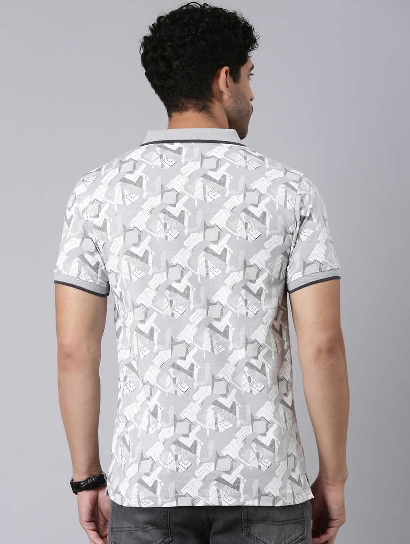men printed short sleeve slim fit polo t-shirt - 22340191 -  Standard Image - 3