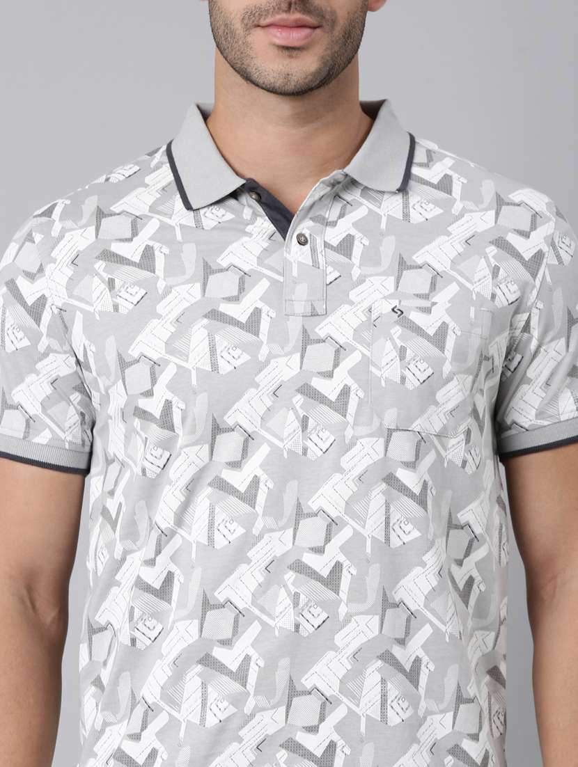 men printed short sleeve slim fit polo t-shirt - 22340191 -  Standard Image - 5