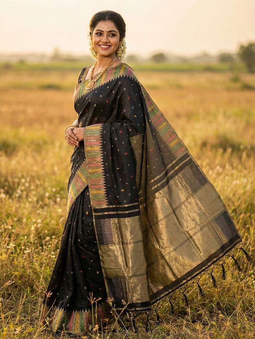 women self design banarasi saree with blouse