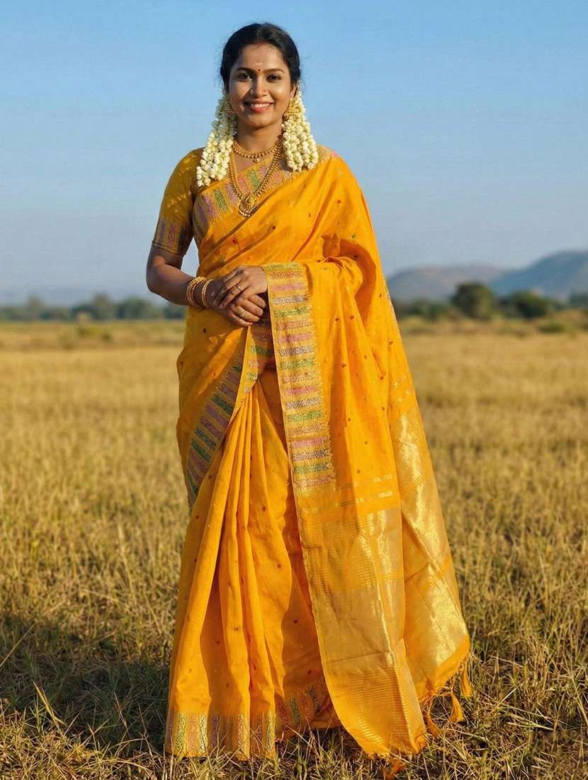 women self design banarasi saree with blouse