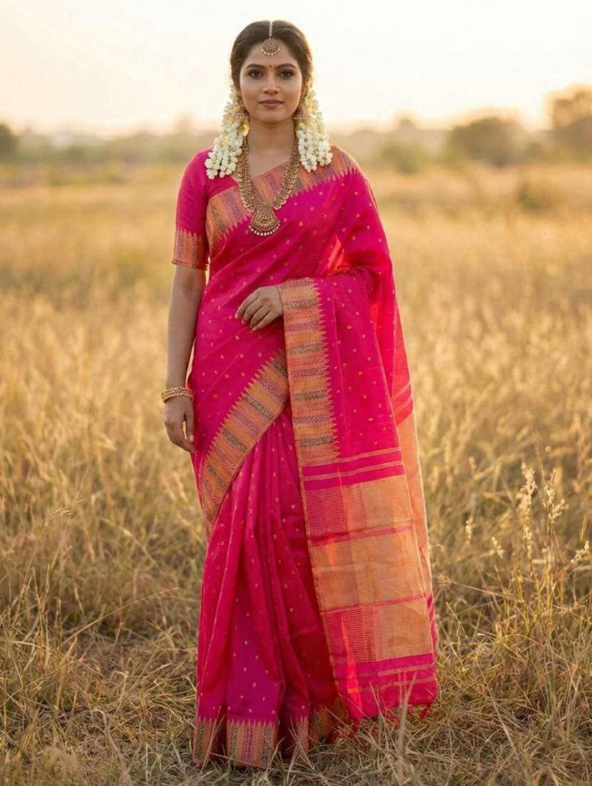 women self design banarasi saree with blouse