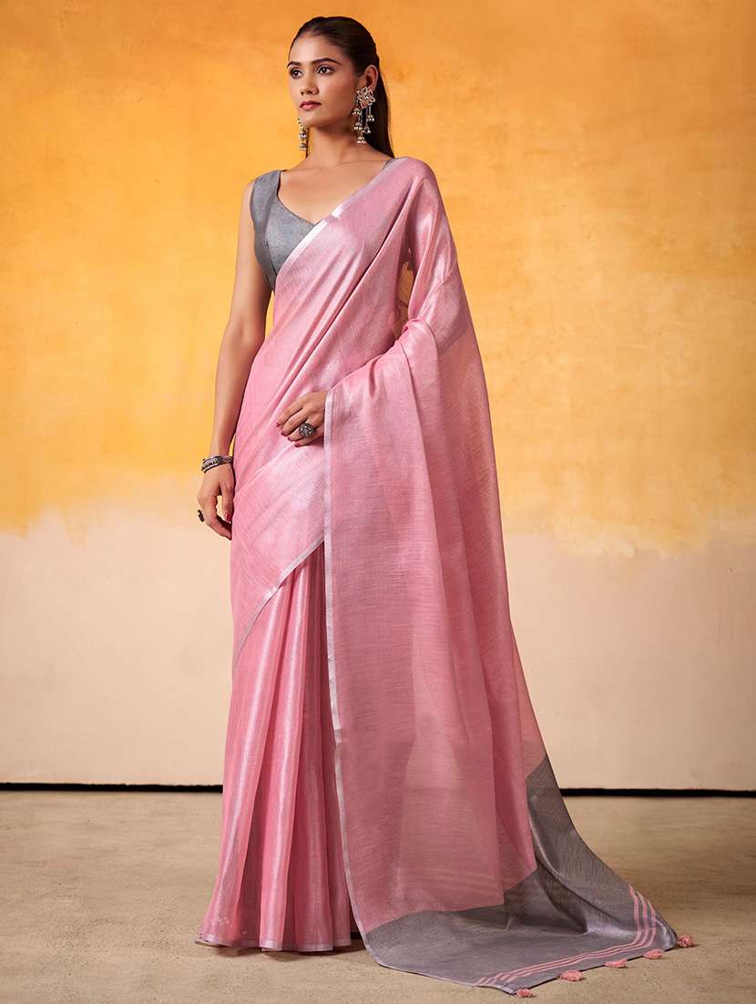women solid plain saree with blouse