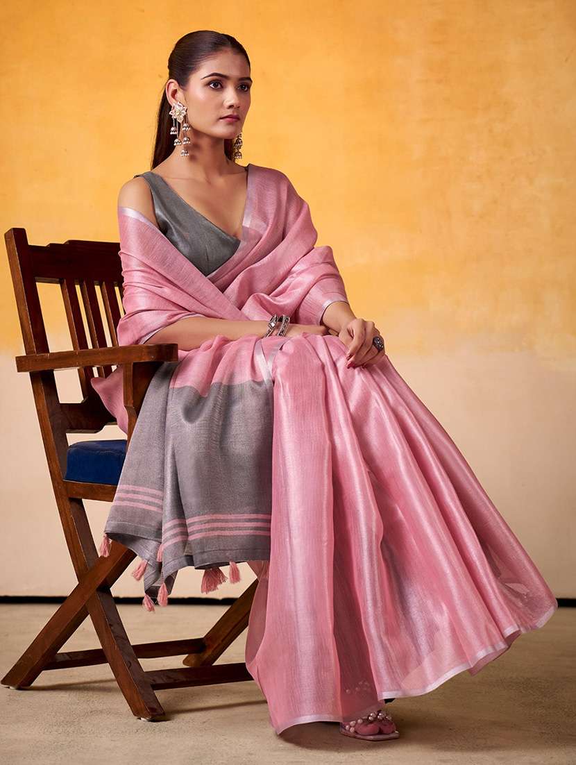 women solid plain saree with blouse - 22340730 -  Standard Image - 3