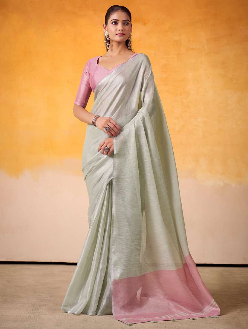 women solid plain saree with blouse