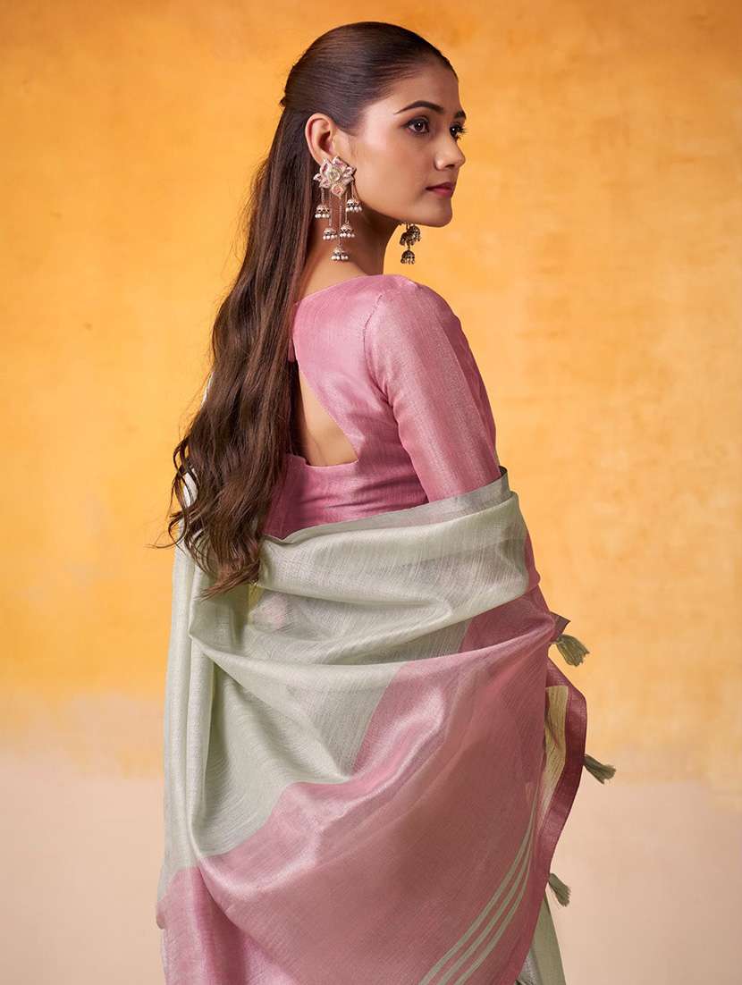 women solid plain saree with blouse - 22340732 -  Standard Image - 3