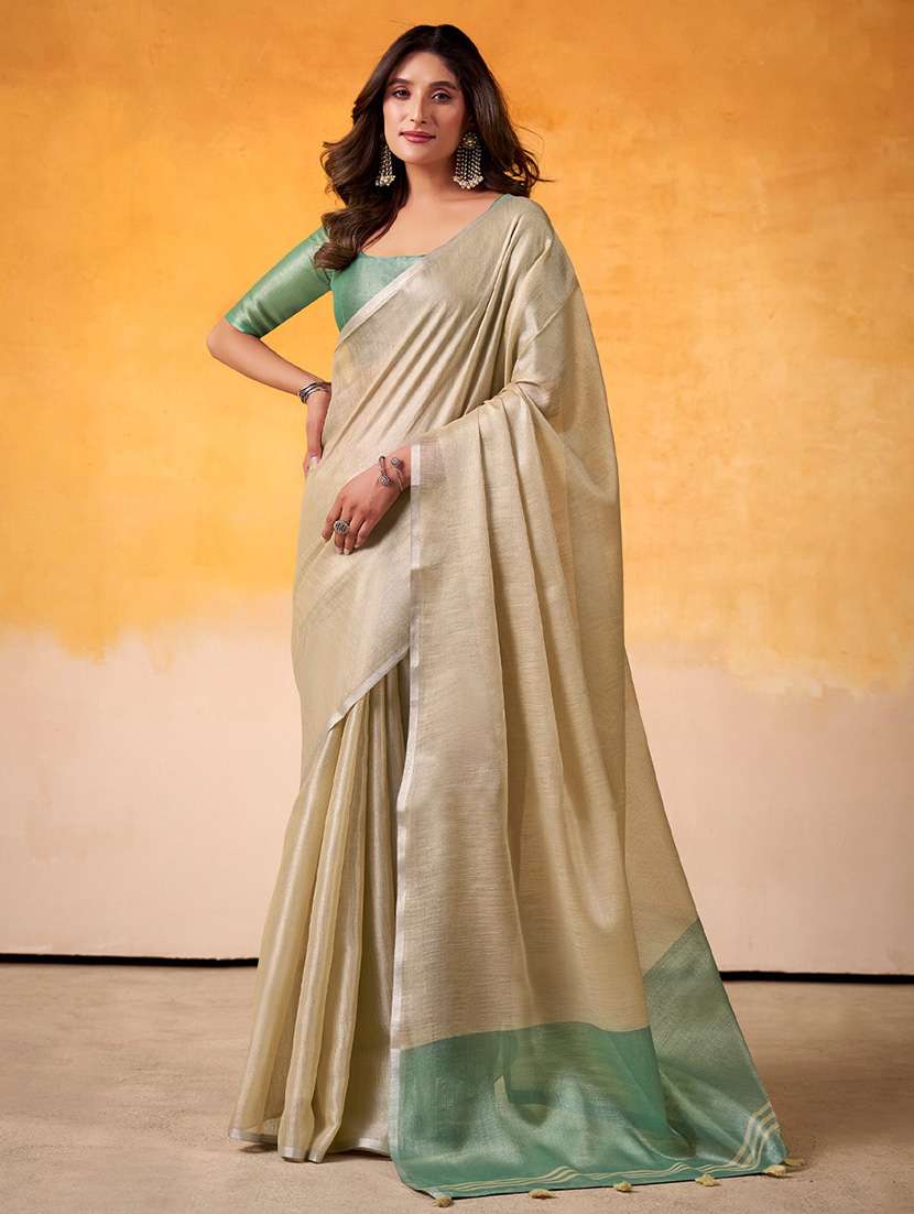 women solid plain saree with blouse