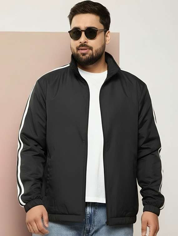 men tapered long sleeve bomber jacket